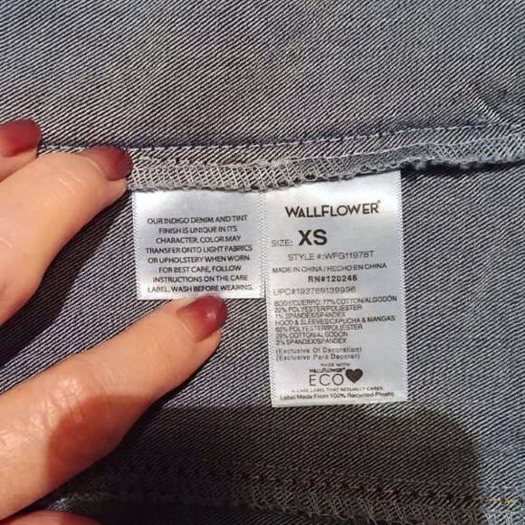 Wallflower Dreamer Tessa Denim Hoodie Trucker Jacket Blue Grey Size XS - Picture 8 of 10